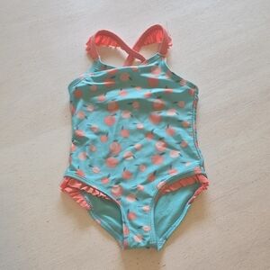 Cat & Jack Aqua and Coral‎ Polka Dot One Piece